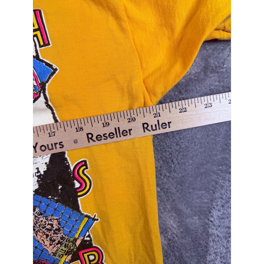 Vtg 1992 Thunder Island Beach Rules Graphic T-Shirt Yellow L Surf Skater - Picture 7 of 9
